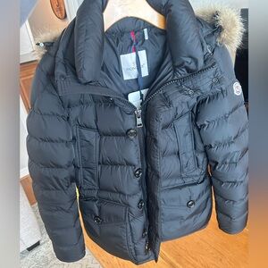 Moncler Clunye Hooded Mid-Length Down Jacket